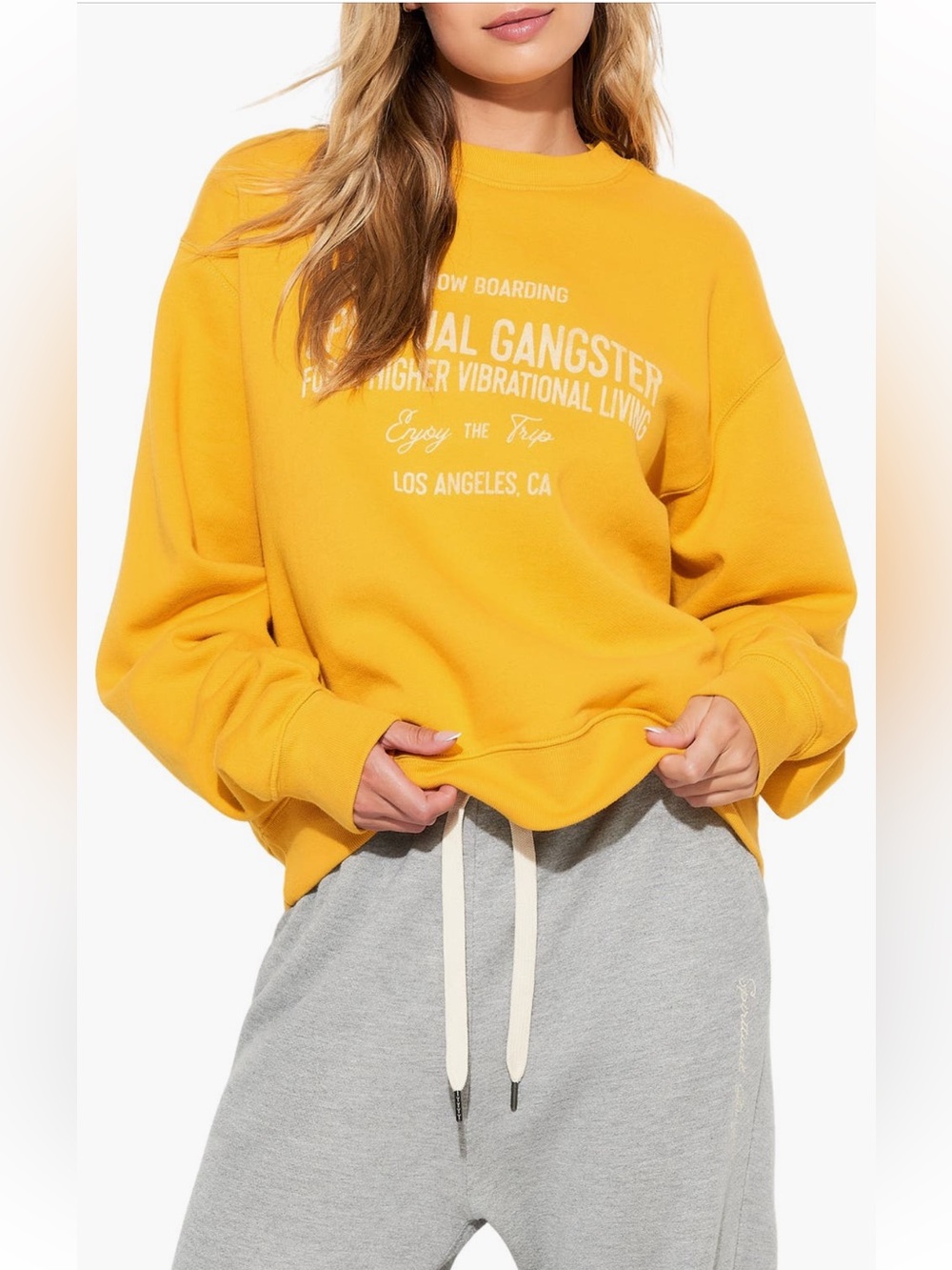 Spiritual Gangster Mustard Yellow Crewneck Sweatshirt size medium